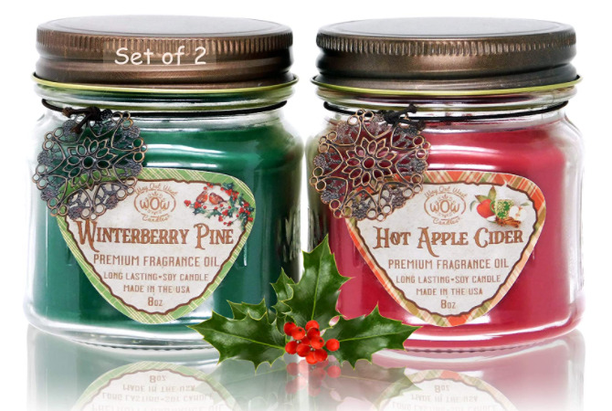 Way Out West Fall Luxury Scented Candles Hot Apple Cider and Winterberry Pine 